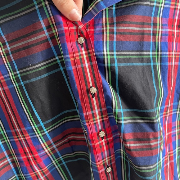 J Crew Plaid Button-Up Shirt with Embellished Collar - Picture 5 of 11